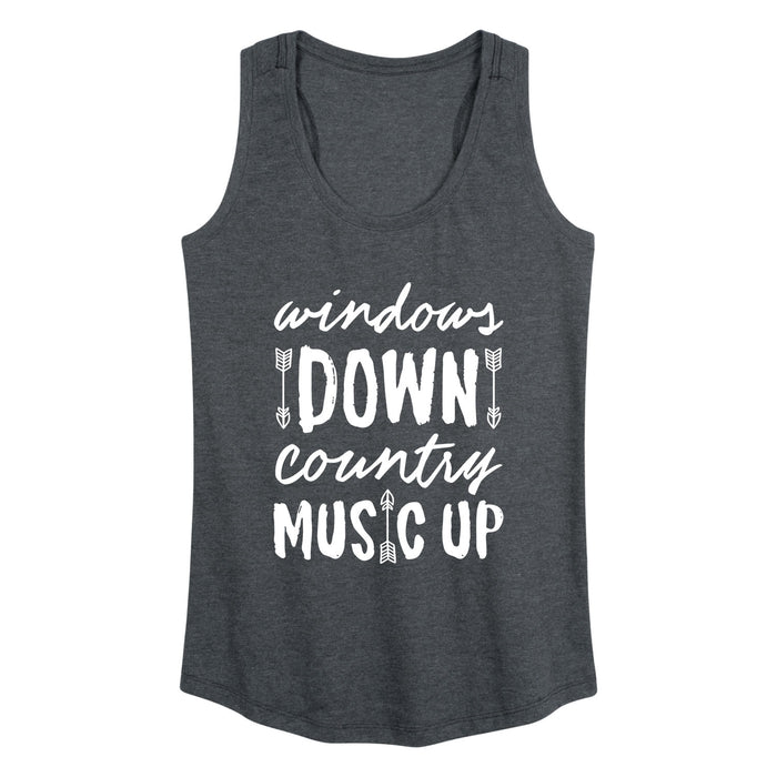 Windows Down Country Music Up Womens Racerback Tank