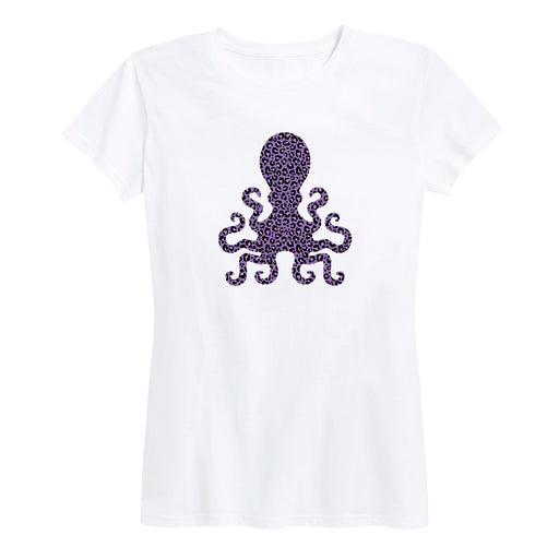 Purple Cheetah Octopus Ladies Short Sleeve Classic Fit Tee