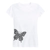 Zebra Butterfly Bottom Side Hit Ladies Short Sleeve Classic Fit Tee