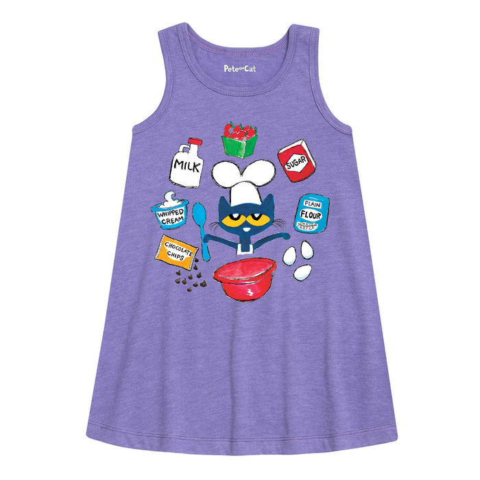 Pete The Cat Baking Ingredients - Youth Girl A-Line Dress