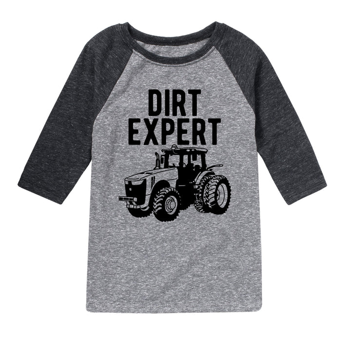 Dirt Expert Tractor Kids Raglan