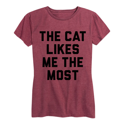 The Cat Likes Me The Most Ladies Short Sleeve Classic Fit Tee