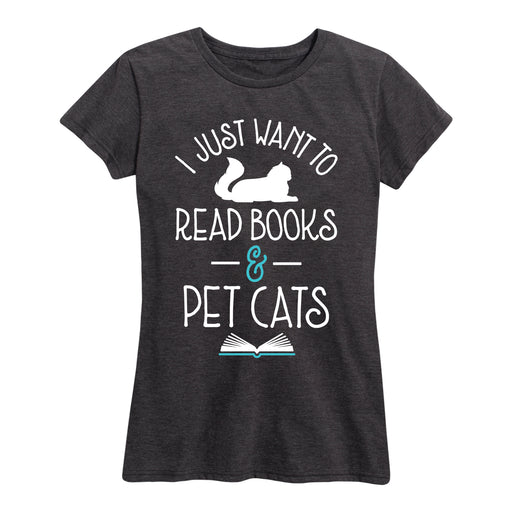 Read Books Pet Cats Ladies Short Sleeve Classic Fit Tee