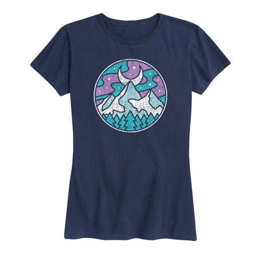 Stained Glass Mountains Moon Ladies Short Sleeve Classic Fit Tee