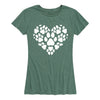 Pawprint Heart White Ladies Short Sleeve Classic Fit Tee