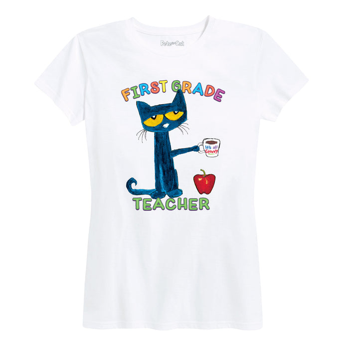 Ptc Pete With Coffee First Grade Womenss Short Sleeve Classic Fit Tee