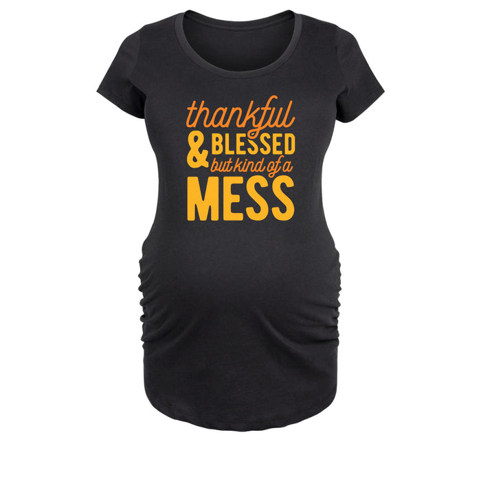 Thankful And Blessed Womens Maternity Scoop Neck Tee