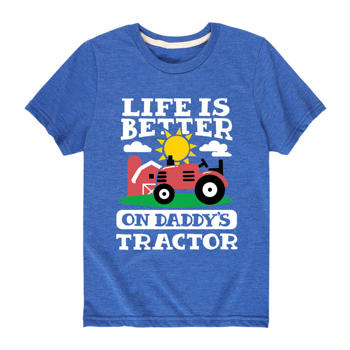 Better On Daddys Tractor Kids Short Sleeve Tee