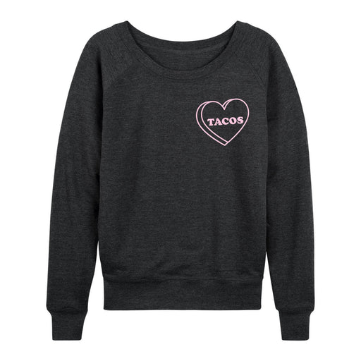 Pink Tacos Heart Lc Ladies French Terry Pullover