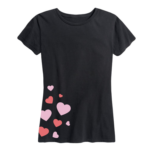 Scattered Hearts Side Hit Ladies Short Sleeve Classic Fit Tee