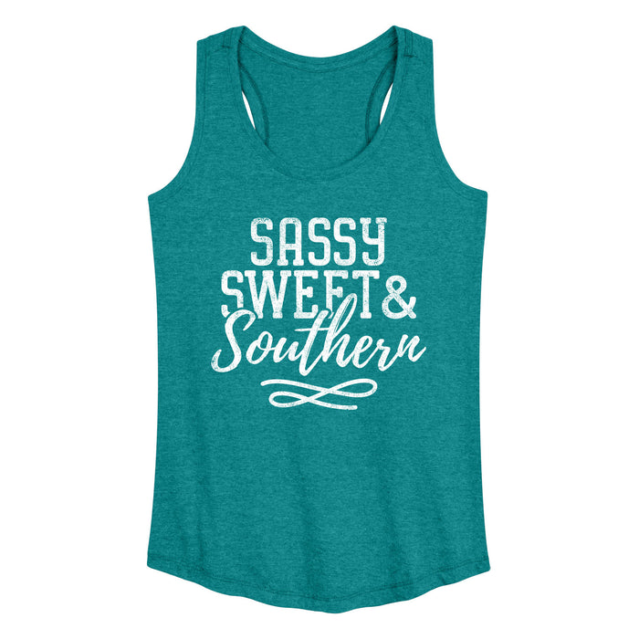 Sassy Sweet And Southern Womens Womens Racerback Tank