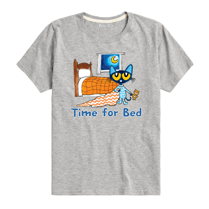 PTK Pete The Kitty Time For Bed Kids Short Sleeve Tee