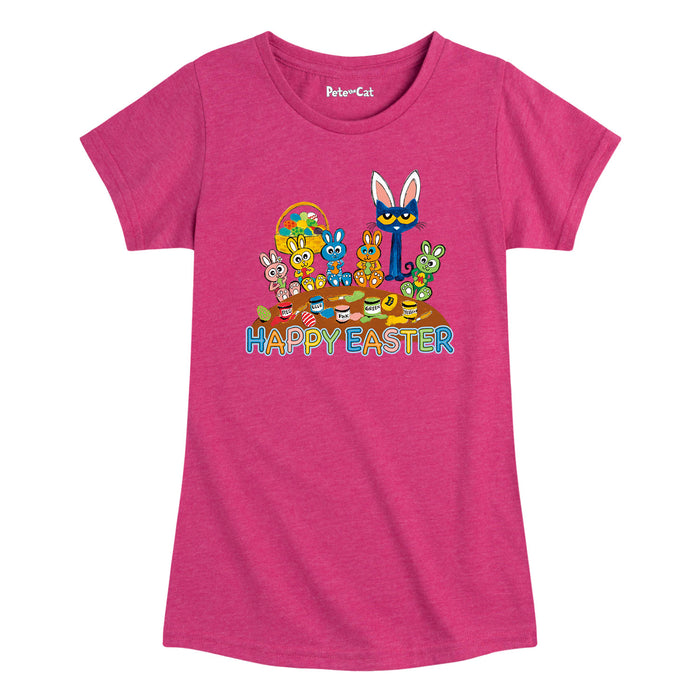 Ptc 5 Bunnies Happy Easter-Kids Girls Short Sleeve Tee