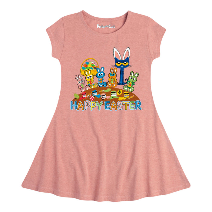 Ptc 5 Bunnies Happy Easter-Kids Girls Fit And Flare Cap Sleeve Dress