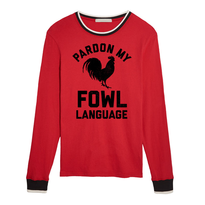 Pardon My Fowl Language - JUNK FOOD Adult Long Sleeve Ringer Tee