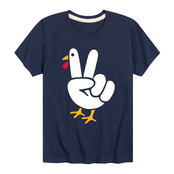 Peace Hand Chicken Kids Short Sleeve Tee