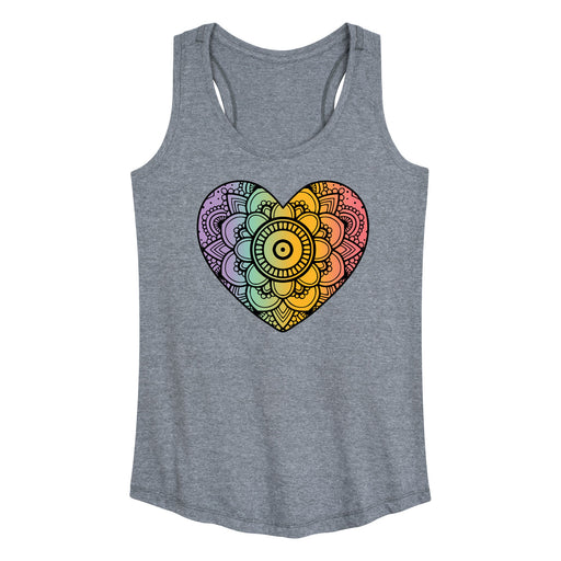 Rainbow Mandala Heart Womens Tank