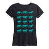 Wild Horses, Grid Turquoise Ladies Short Sleeve Classic Fit Tee