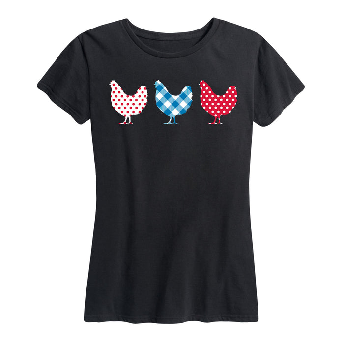 Red White Blue Chickens Womens Tee