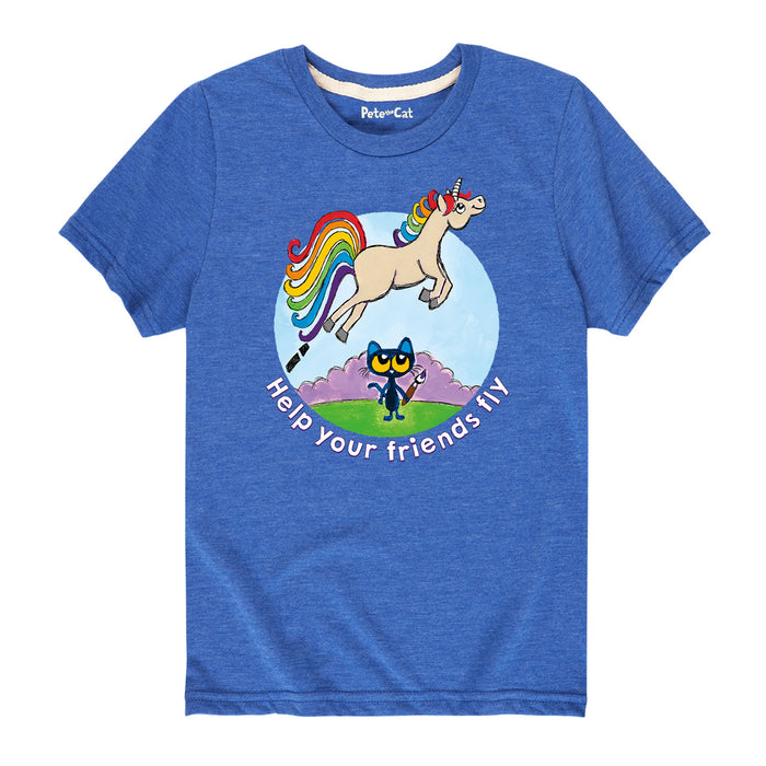 PTK Unicorn Help Your Friends Fly Kids Short Sleeve Tee