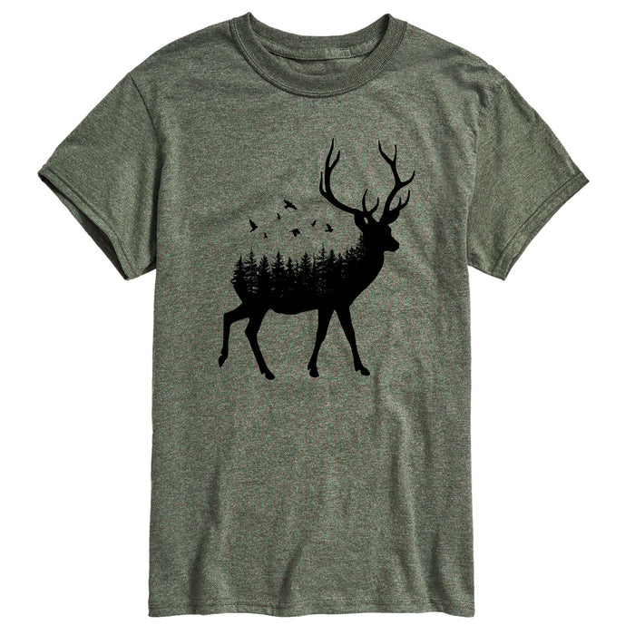Forest Deer Silhouette Mens Short Sleeve Tee