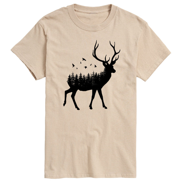 Forest Deer Silhouette Mens Short Sleeve Tee