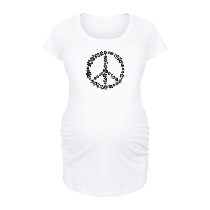 Flowers, Peace Sign Shape Adult Maternity Scoop Neck Tee